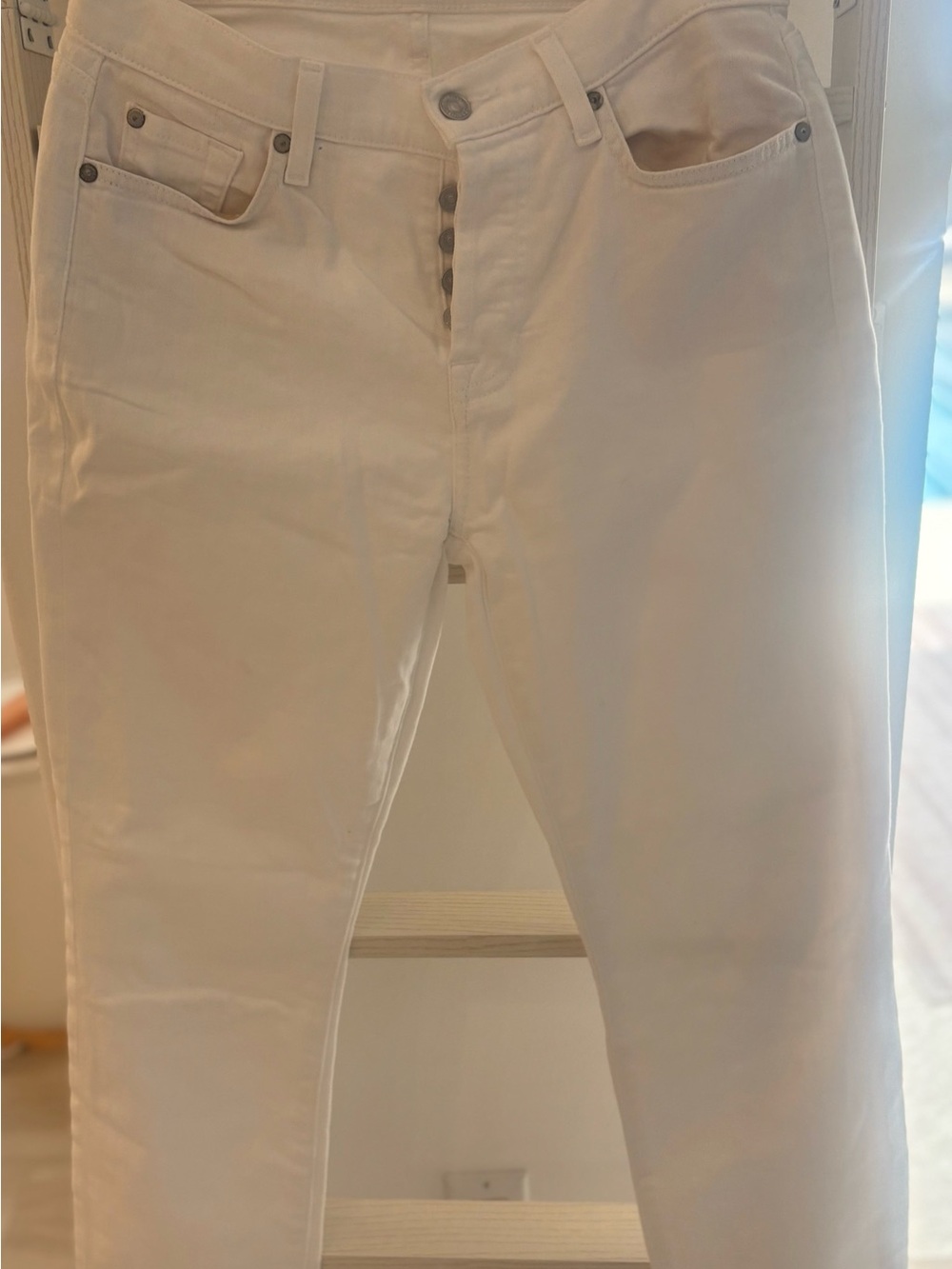 Seven brand  White button fly ankle jean size 27